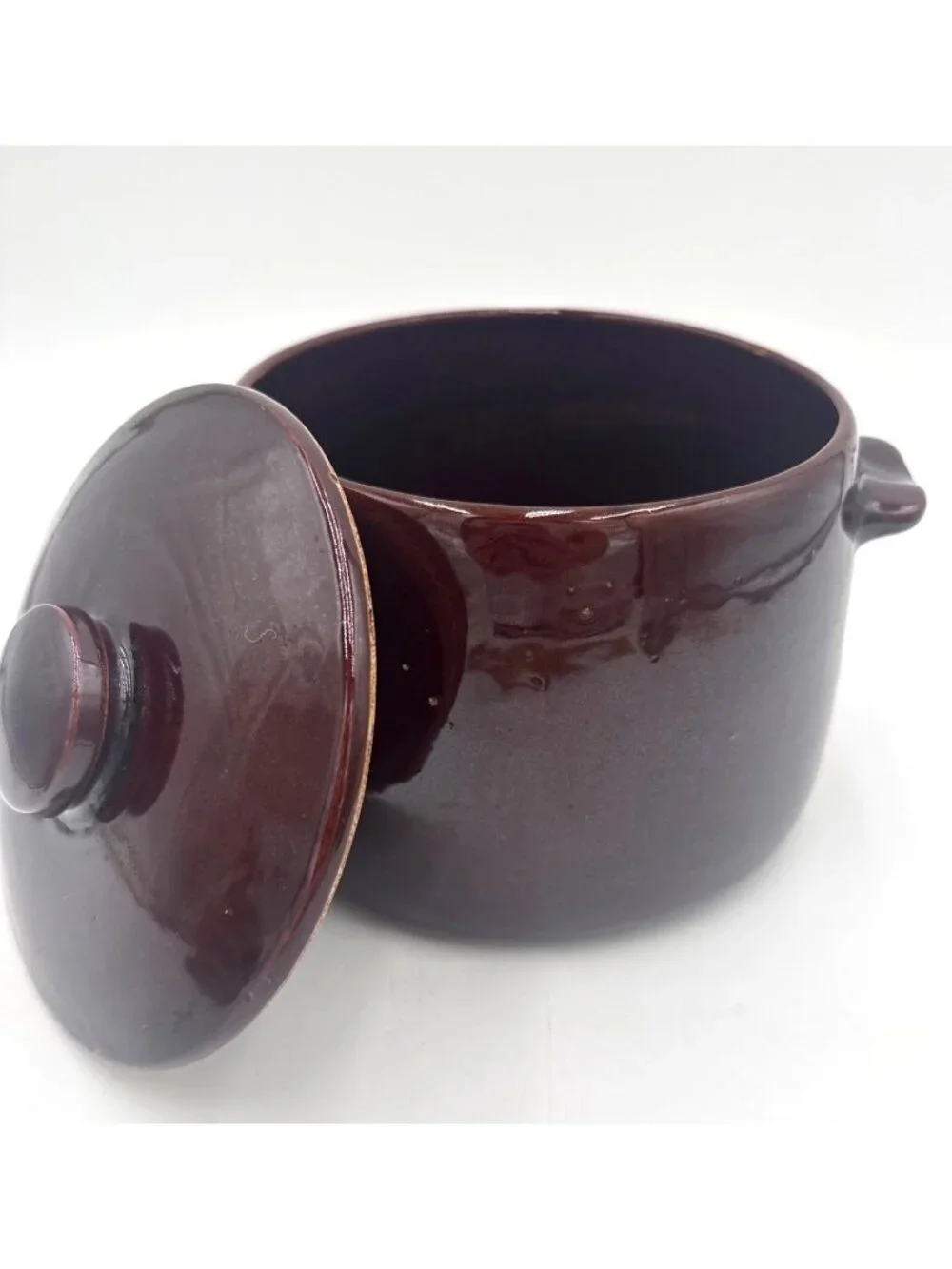 Vintage West Bend Brown Glazed Ceramic Stoneware Bean Pot with a Lid Country USA